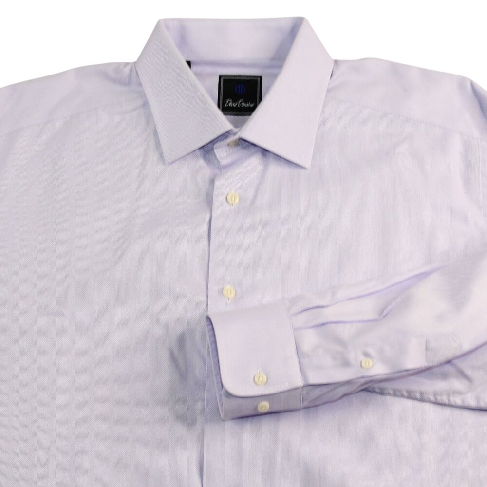 David Donahue Mens Neck 17 Light Purple Dress Shirt Business Attire - Picture 4 of 11